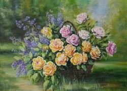 Розы в корзине